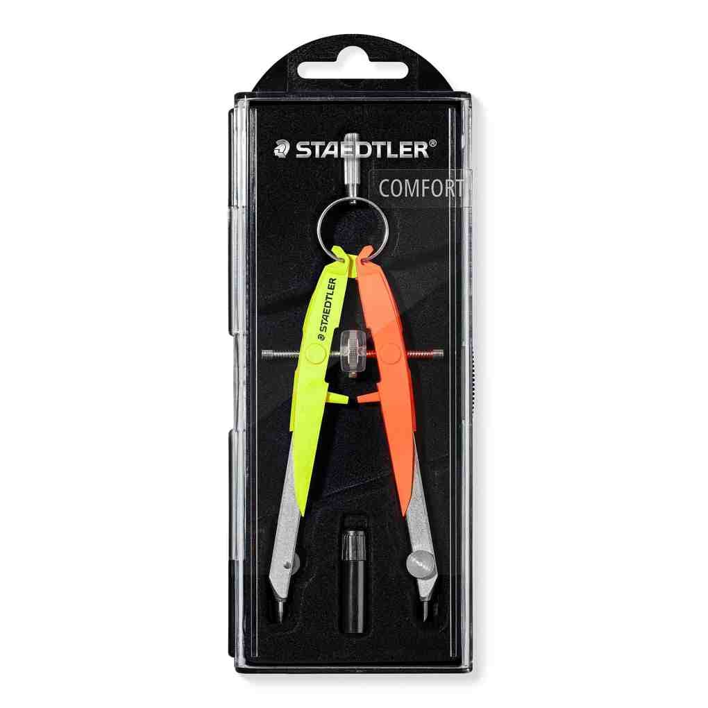 STAEDTLER Mars comfort 556, Präzisions-Geometriezirkel, Zirkel, neon gelb/orange 556 00-N3