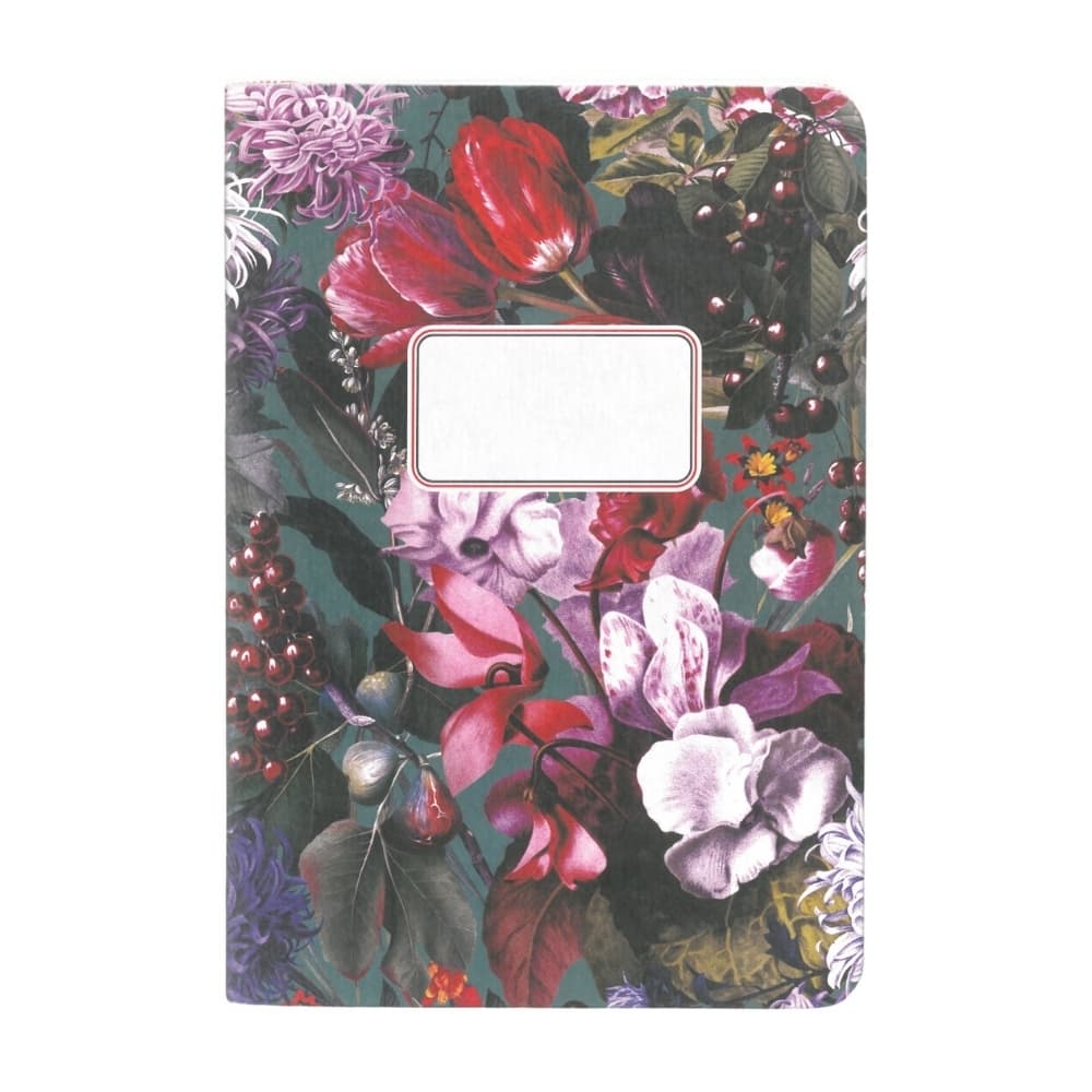 Hefte A5 Pattern Blumenbouquet petrol