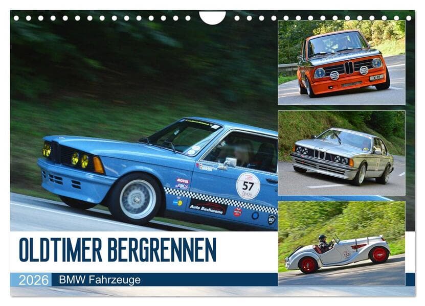 OLDTIMER BERGRENNEN - BMW Fahrzeuge (Wandkalender 2026 DIN A4 quer), CALVENDO Monatskalender