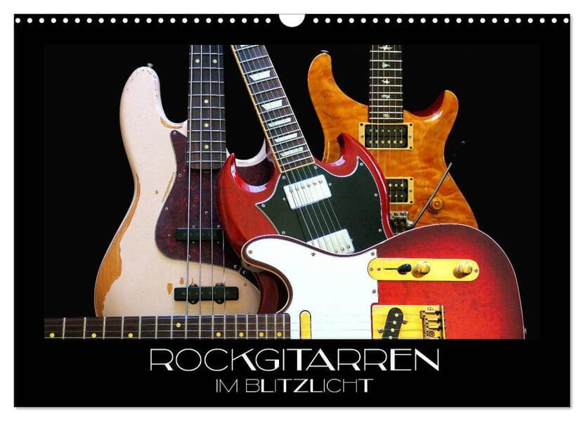 Rockgitarren im Blitzlicht (Wandkalender 2026 DIN A3 quer), CALVENDO Monatskalender