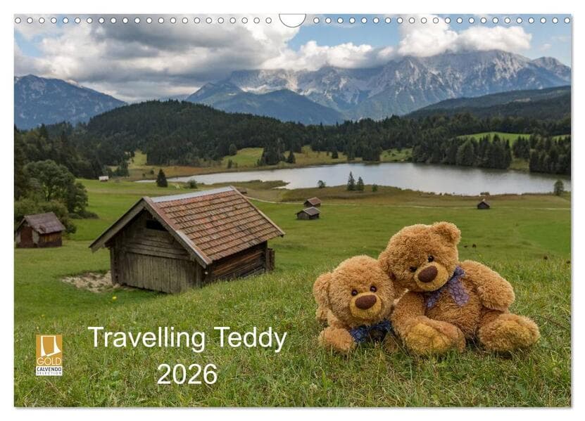 Travelling Teddy 2026 (Wandkalender 2026 DIN A3 quer), CALVENDO Monatskalender