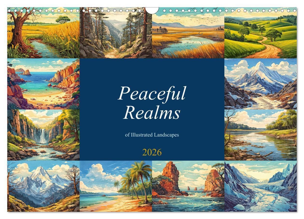 Peaceful Realms of Illustrated Landscapes (Wall Calendar 2026 DIN A3 landscape), CALVENDO 12 Month Wall Calendar