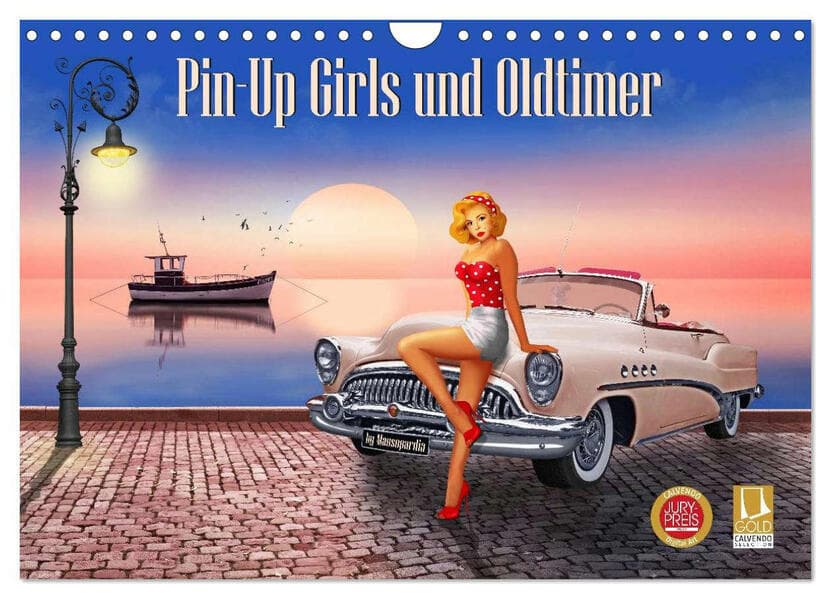 Pin-Up Girls und Oldtimer by Mausopardia (Wandkalender 2026 DIN A4 quer), CALVENDO Monatskalender