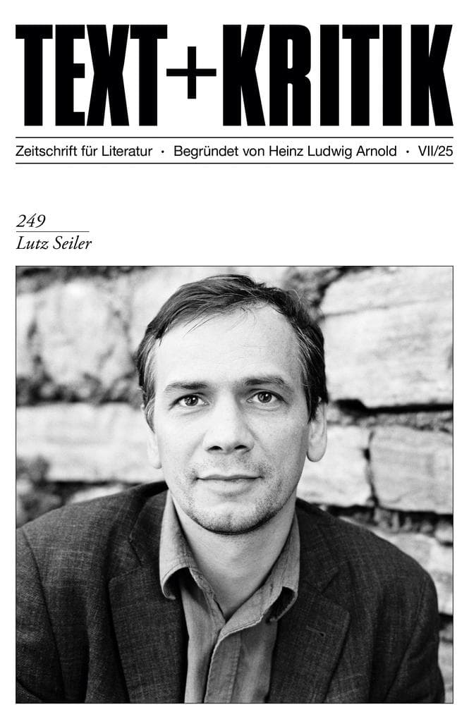 TEXT + KRITIK 249 - Lutz Seiler