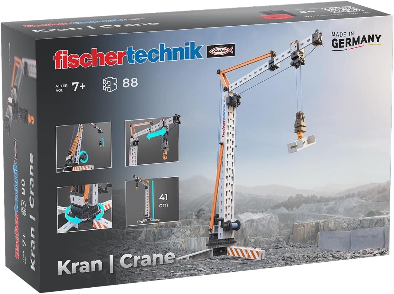 Fischertechnik 576103 - Kran, 88 Bauteile, Konstruktionsspielzeug ab 7 Jahren