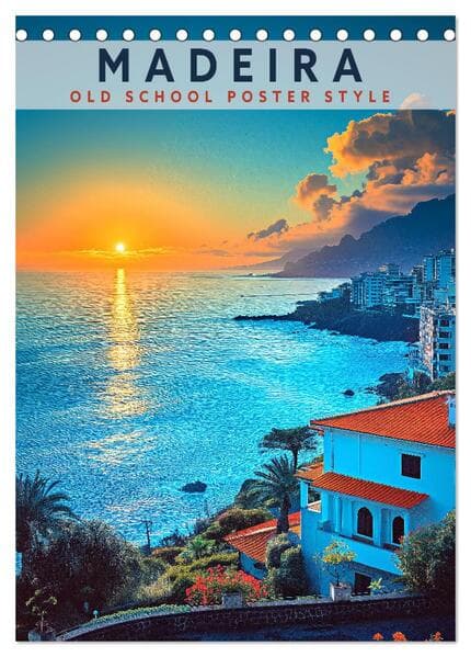Madeira - Old School Poster Style (Tischkalender 2026 DIN A5 hoch), CALVENDO Monatskalender