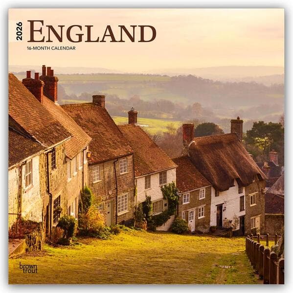 England 2026 12 X 24 Inch (Hanging) Monthly Square Wall Calendar Plastic-Free