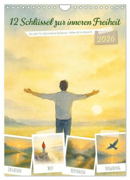 12 Schlüssel zur inneren Freiheit - Ein Jahr für dein inneres Zuhause - liebevoll, mutig, echt. (Wandkalender 2026 DIN A4 hoch), CALVENDO Monatskalender