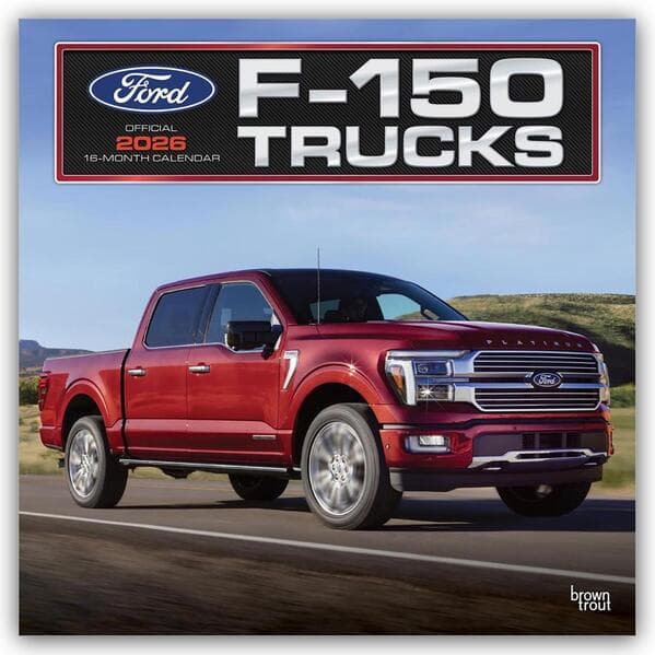 Ford F150 Trucks Official 2026 12 X 24 Inch (Hanging) Monthly Square Wall Calendar Plastic-Free