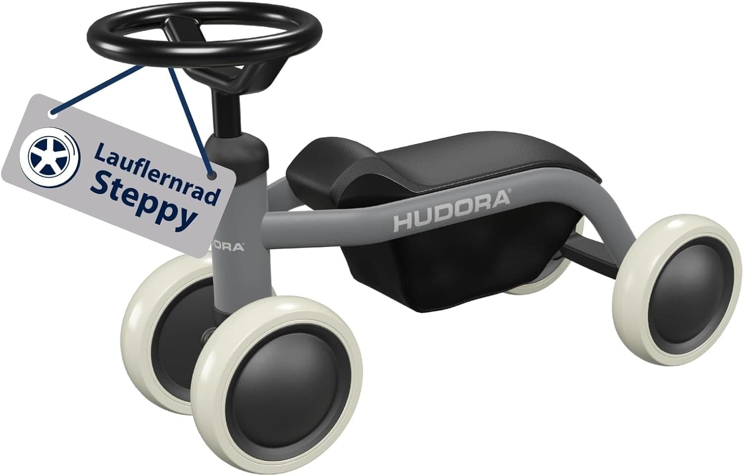 HUDORA 10914 - Laufrad Steppy 6" shadow, Lauflernrad für Kinder von 73-80 cm, Sitzhöhe: 22,5 cm