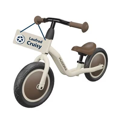 HUDORA 10920 - Laufrad Cruisy 10" mocha, für Kinder von 73-100 cm, Sitzhöhe: 24-31,5 cm
