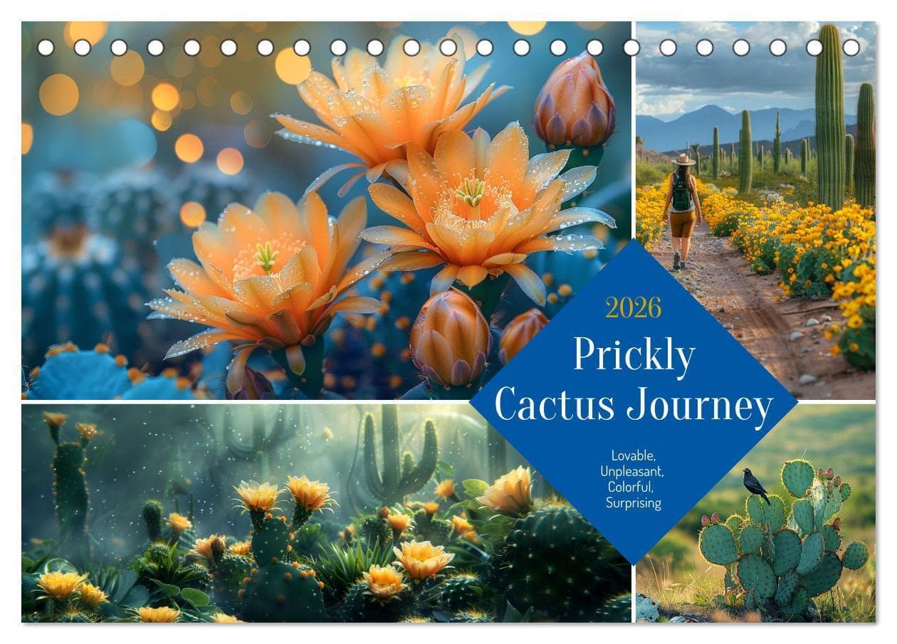 Prickly Cactus Journey (Desk Calendar 2026 DIN A5 landscape), CALVENDO 12 Month DeskCalendar