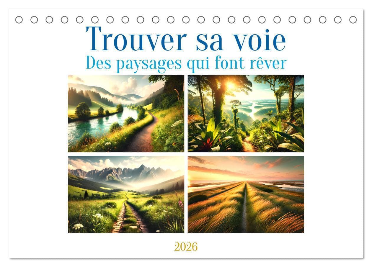 Trouver sa voie - Des paysages qui font rêver (Calendrier de bureau 2026 DIN A5 vertical), CALVENDO calendrier mensuel
