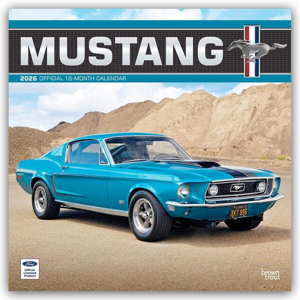 Ford Mustang Official 2026 12 X 24 Inch (Hanging) Monthly Square Wall Calendar Foil Stamped Cover Plastic-Free