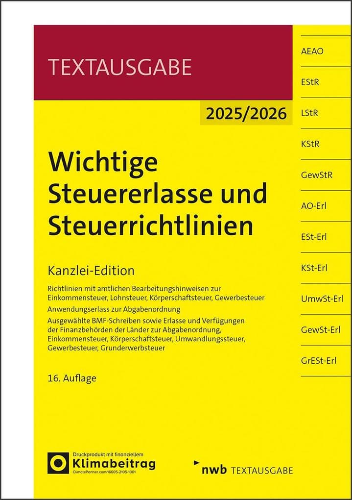 Wichtige Steuererlasse und Steuerrichtlinien