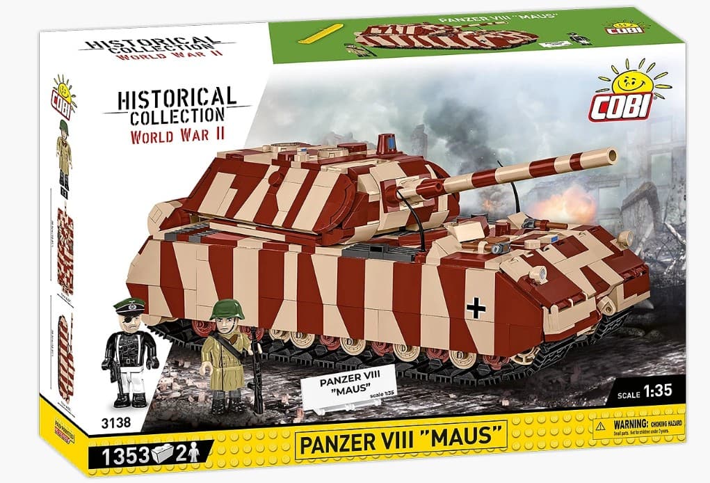 COBI Historical Collection 3138 - Panzer VIII Maus, Bausatz 1:35, 1353 Klemmbausteine, 2 Figuren