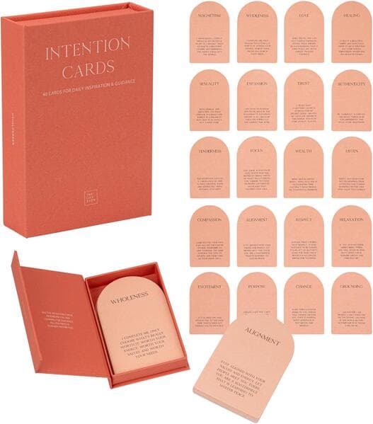 The Life Barn 40 Intention & Orakelkarten Affirmationskarten in hochwertiger Leinenbox
