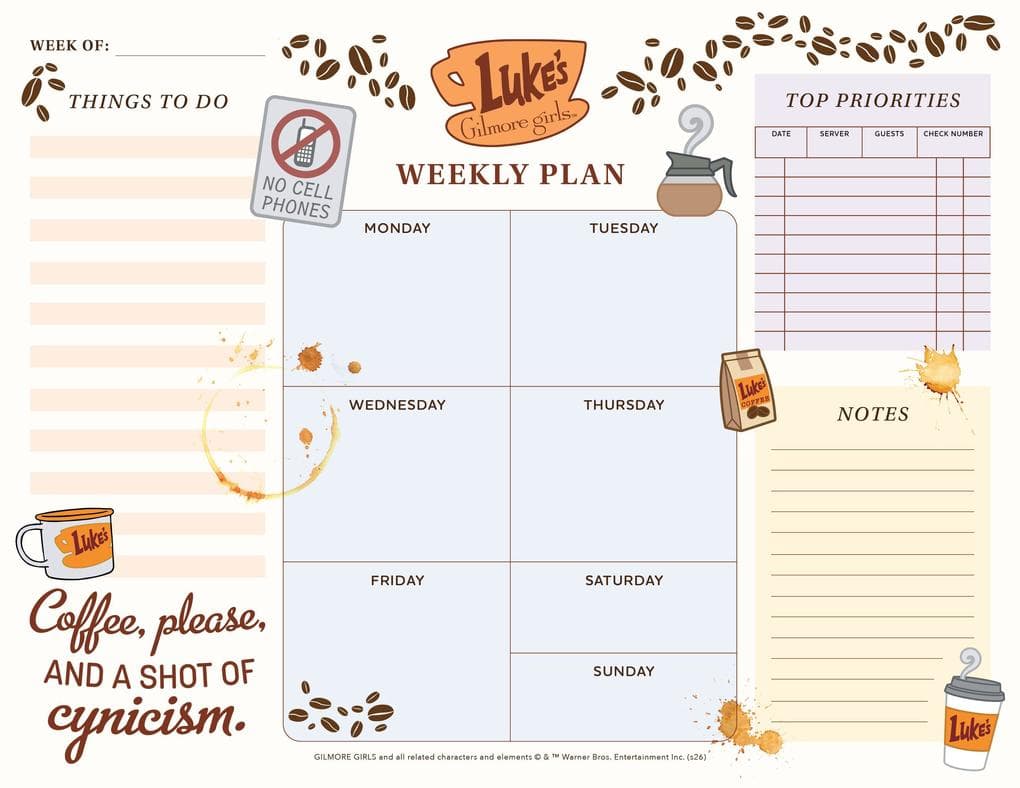 Gilmore Girls Weekly Planner Notepad