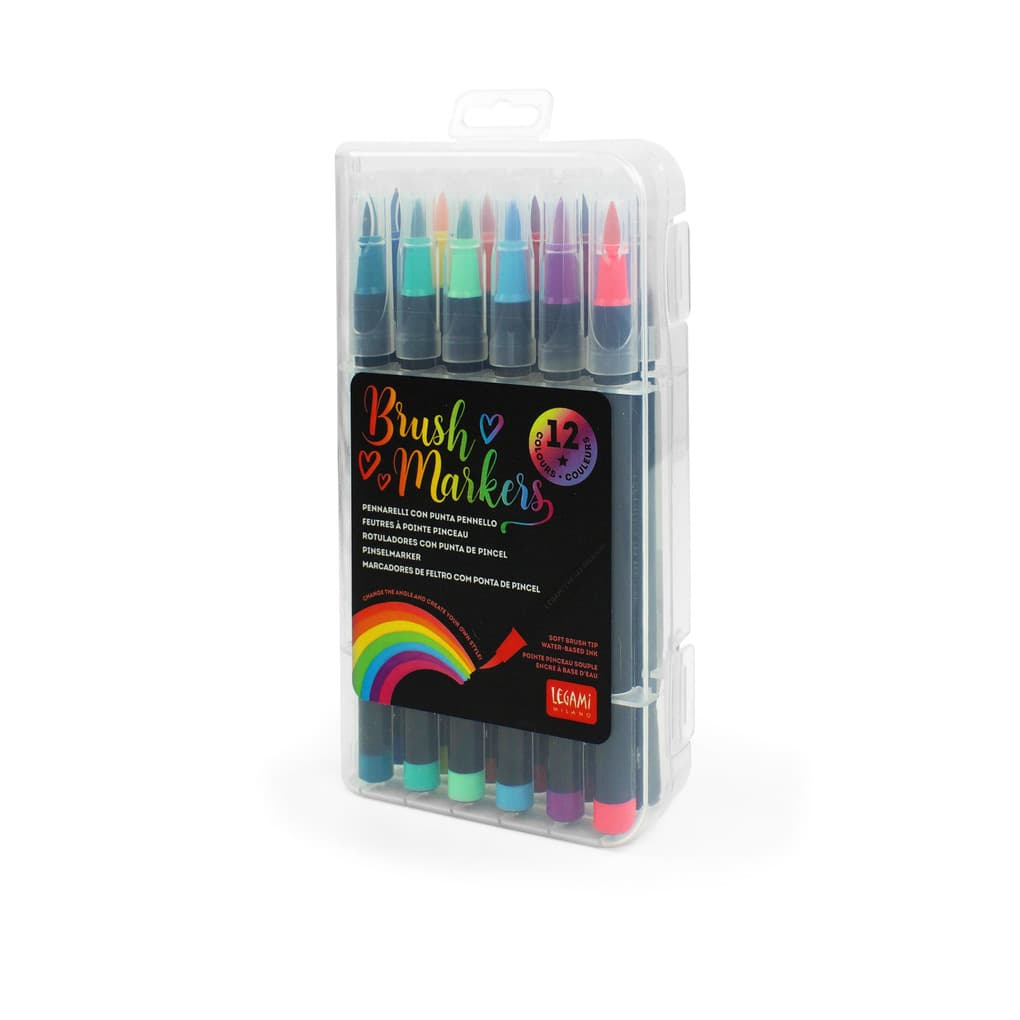 Brush Markers - Set Of 12 Brush Markers - Bright Colours - Multicolor Ink