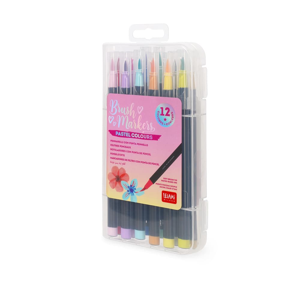 Brush Markers - Set Of 12 Brush Markers - Pastel Colours - Multicolor Ink
