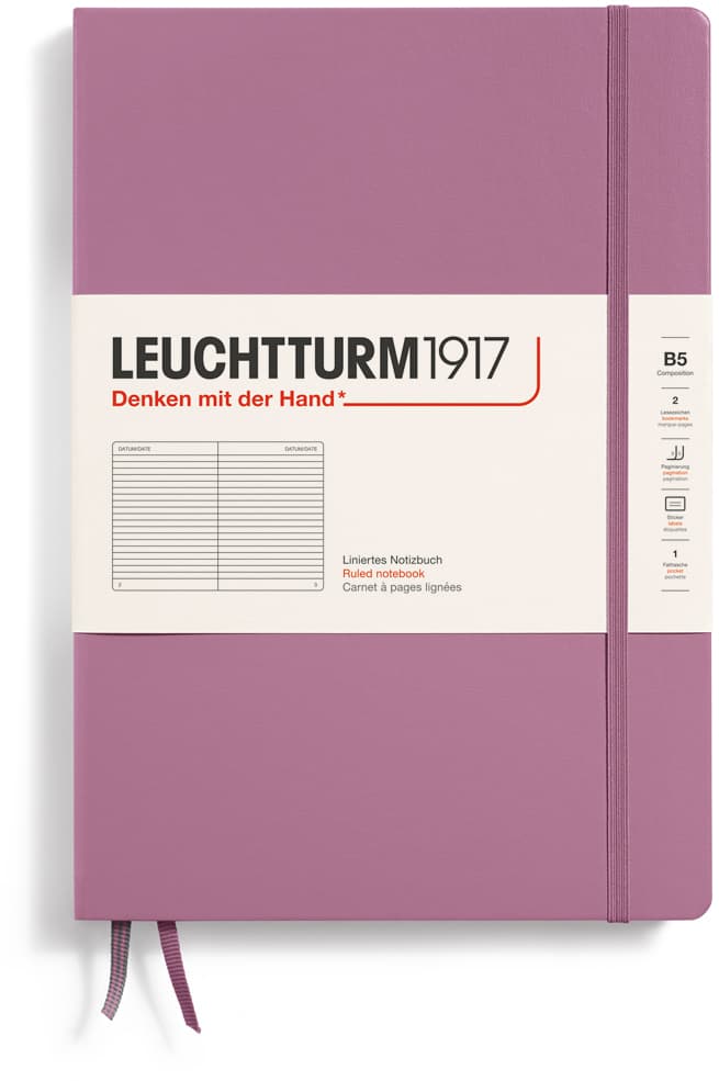 Notizbuch Composition (B5), Hardcover, 219 nummerierte Seiten, Dusty Rose, Liniert