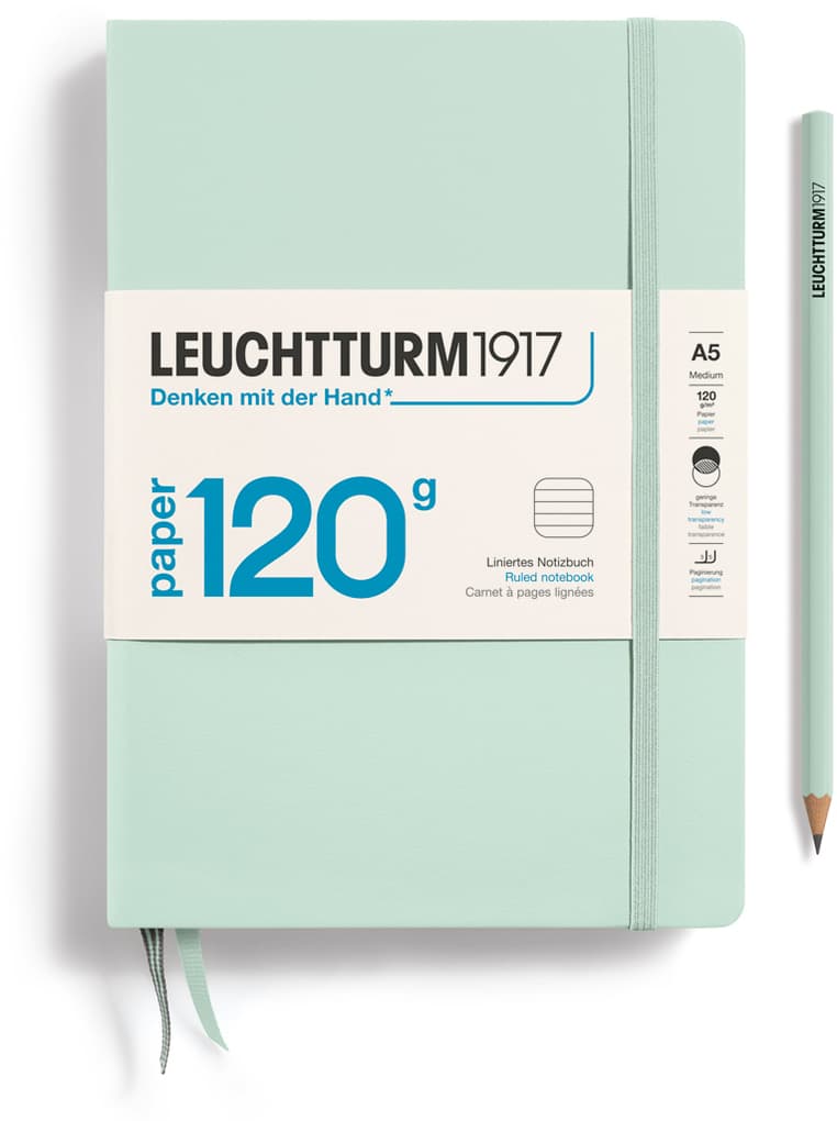 Notizbuch Medium (A5), EDITION 120, Hardcover, 203 num. Seiten, Mint Green, liniert