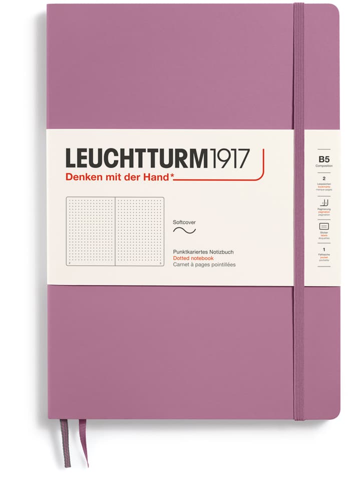 Notizbuch Composition (B5), Softcover, 123 nummerierte Seiten, Dusty Rose, Dotted