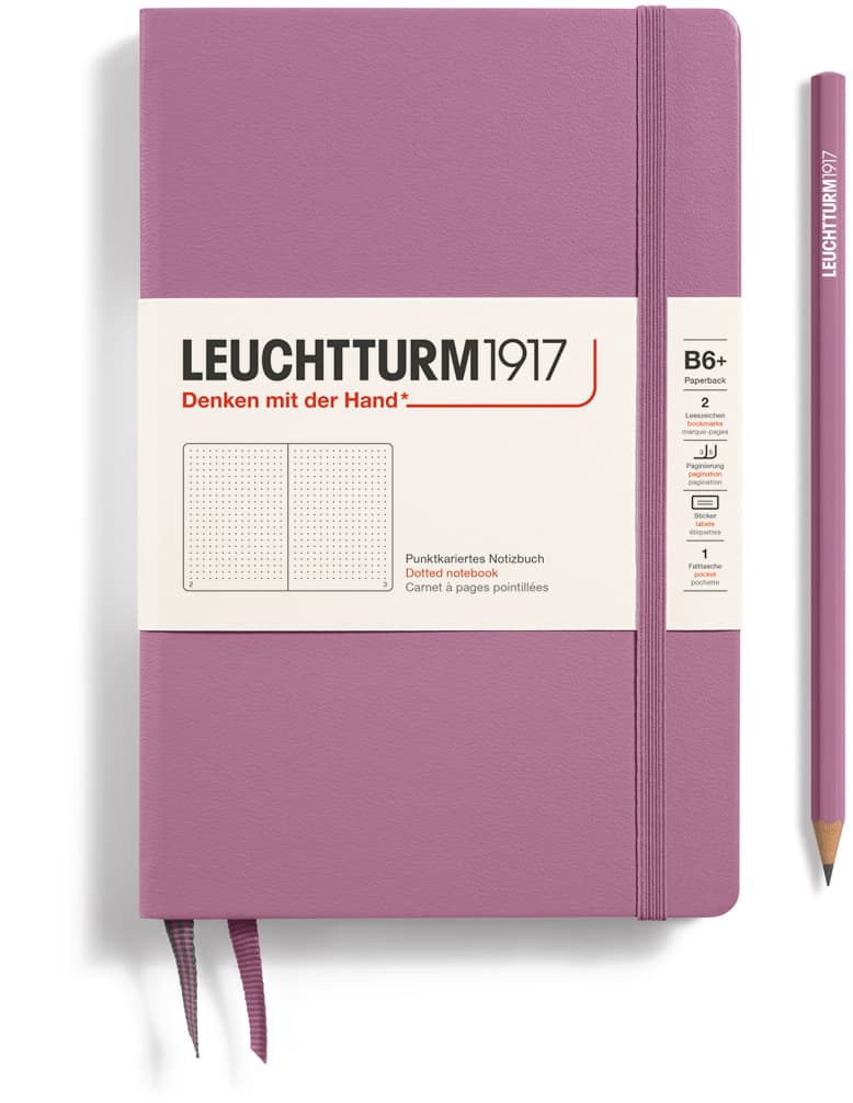 Notizbuch Paperback (B6+), Hardcover, 219 nummerierte Seiten, Dusty Rose, Dotted