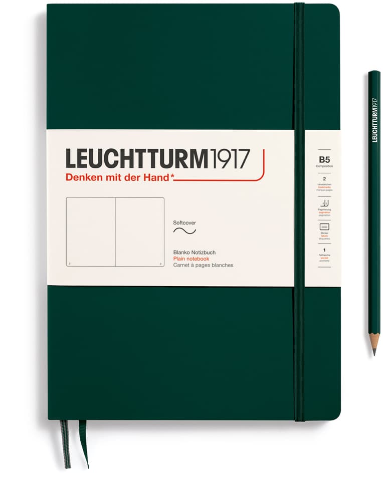 Notizbuch Composition (B5), Softcover, 123 nummerierte Seiten, Forest Green, Blanko