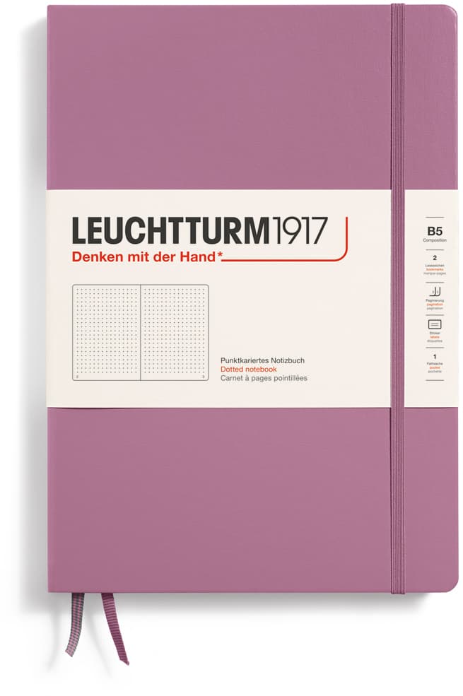 Notizbuch Composition (B5), Hardcover, 219 nummerierte Seiten, Dusty Rose, Dotted