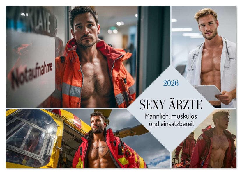 SEXY ÄRZTE - Männlich, muskulös und einsatzbereit (Wandkalender 2026 DIN A3 quer), CALVENDO Monatskalender