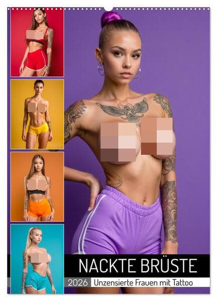 NACKTE BRÜSTE - Unzensierte Frauen mit Tattoo (Wandkalender 2026 DIN A2 hoch), CALVENDO Monatskalender