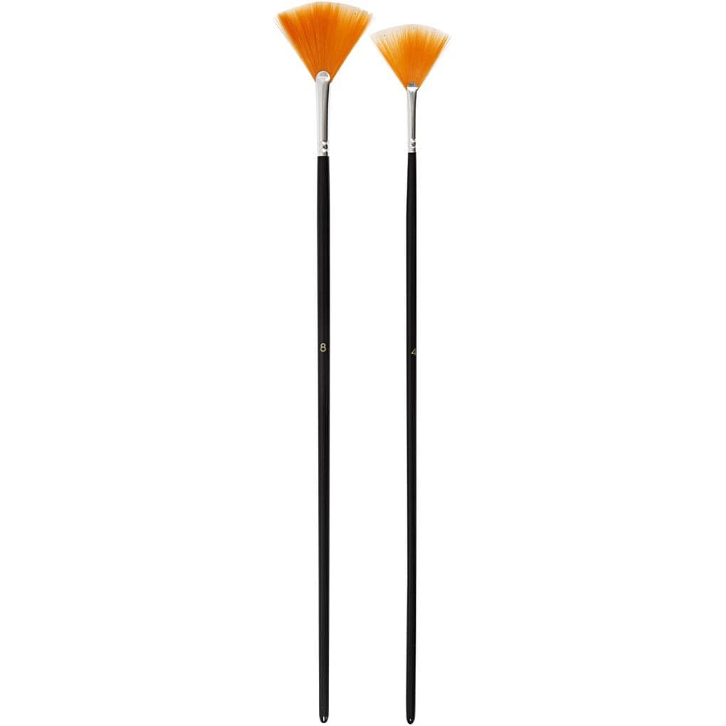 Creativ Company Gold Line Pinsel, Nr. 4+8, L 29-30 cm, B 2-3 mm, Fächer, 2 Stk