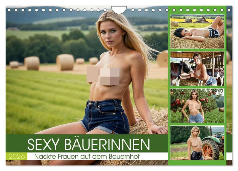 Sexy Bäuerinnen - Nackte Frauen auf dem Bauernhof (Wandkalender 2026 DIN A4 quer), CALVENDO Monatskalender