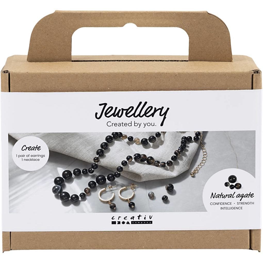 Creativ Company Mini Kreativ Set Schmuck, Halskette und Ohrringe, Schwarz, Weiß