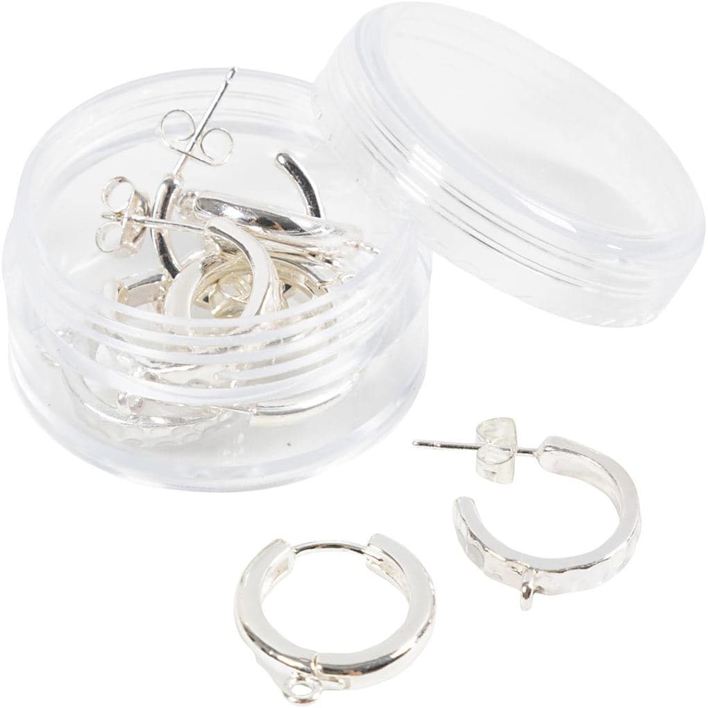 Creativ Company Creolen-Ohrringe, D 15 mm, Dicke 3 mm, versilbert , 2x2 Paar