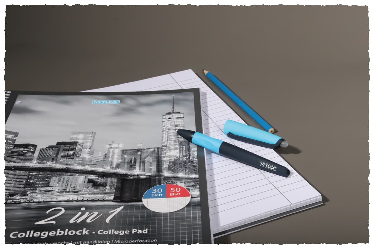 Stylex Collegeblock Duo, DIN A4, 30 Blatt liniert, 50 Blatt kariert