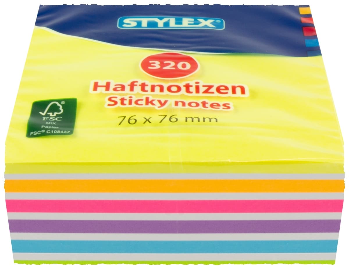 Stylex Haftnotizen, Neon, 76 x 76 mm, 320 Blatt