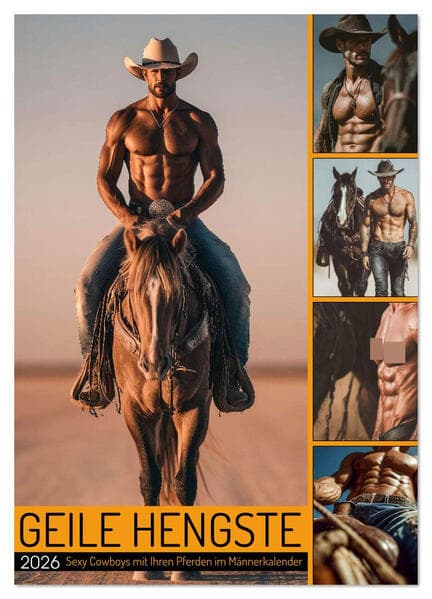 GEILE HENGSTE - Sexy Cowboys mit Ihren Pferden im Männerkalender (Wandkalender 2026 DIN A3 hoch), CALVENDO Monatskalender