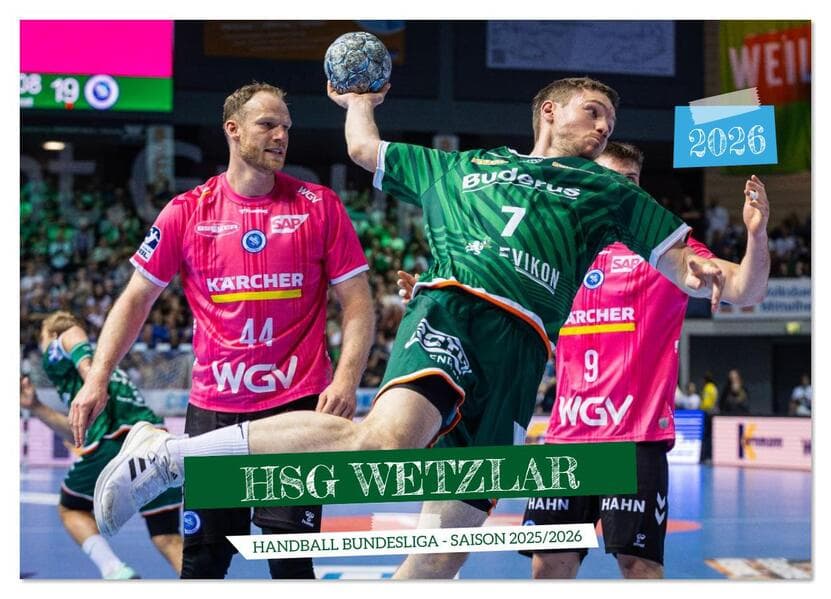 Kalender - HSG Wetzlar Handball Bundesliga Saison 2025/2026 (Wandkalender 2026 DIN A3 quer), CALVENDO Monatskalender