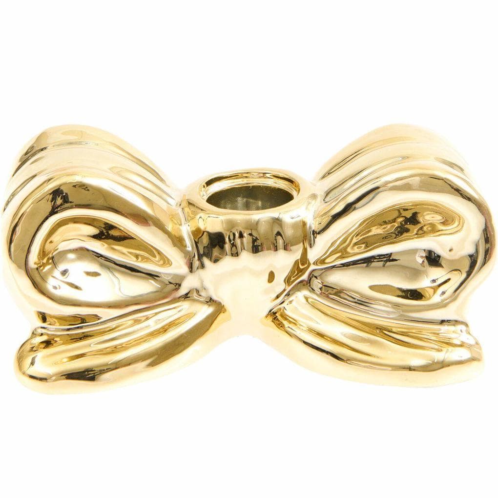 Porzellan Kerzenhalter Schleife, Gold