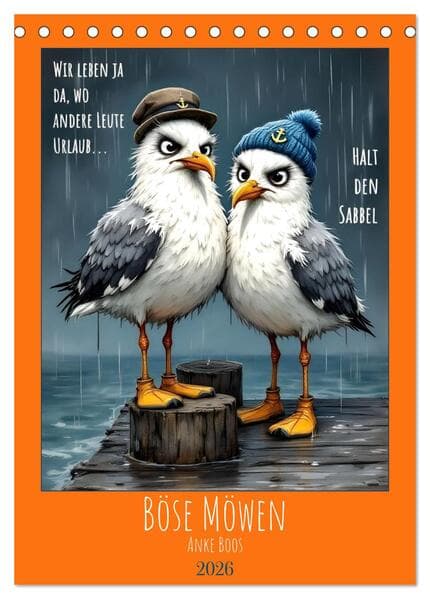 Böse Möwen (Tischkalender 2026 DIN A5 hoch), CALVENDO Monatskalender