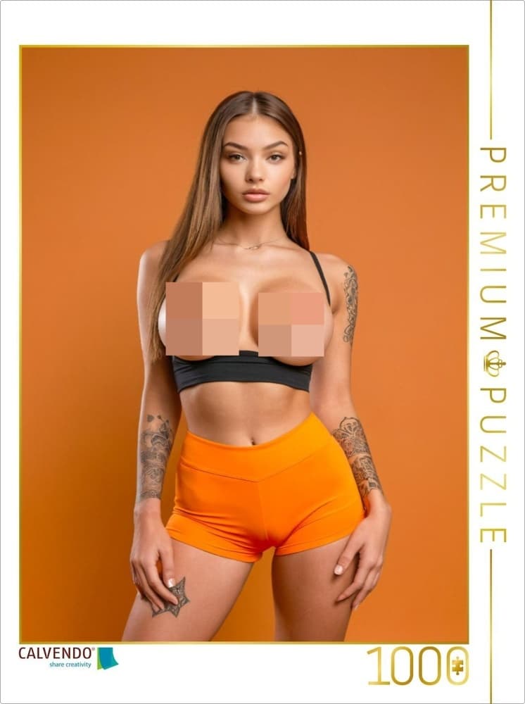 CALVENDO Puzzle Erotikpuzzle mit tätowierter nackter Frau mit großen Brüsten | 1000 Teile Lege-Größe 64x48cm Foto-Puzzle für glückliche Stunden