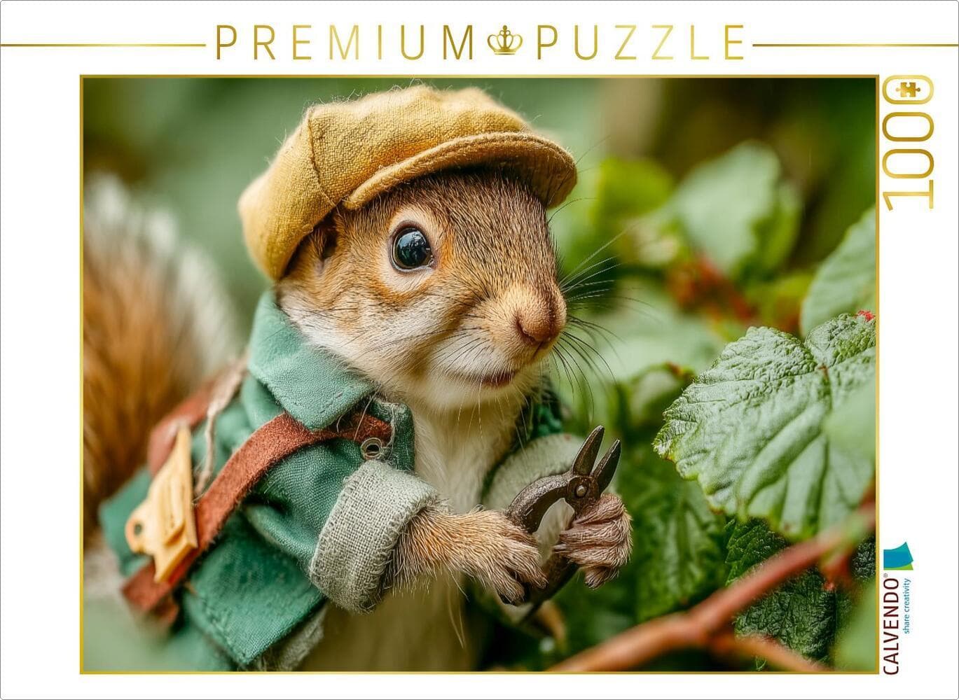 CALVENDO Puzzle Eichhörnchen als Gärtner im Grünen | 1000 Teile Lege-Größe 64x48cm Foto-Puzzle für glückliche Stunden