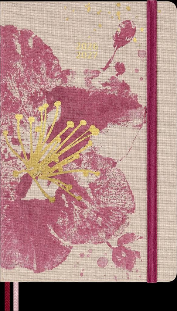 Moleskine 18 Monate Sakura Wochen Notizkalender limitierte Ausgabe 2026/2027, L/A5, 1 Wo = 1 Seite, rechts linierte Seite, fester Einband