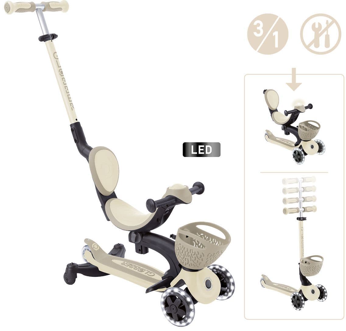 GLOBBER GO-UP BABY 360 LIGHTS taupe, mit Leuchtrollen und Leuchtmodul