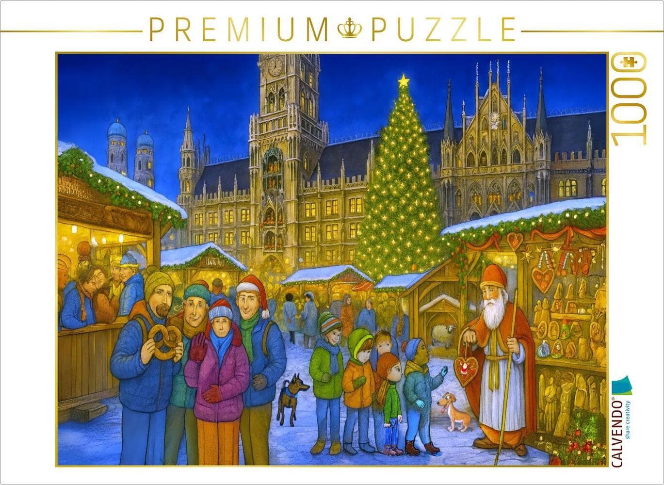 CALVENDO Puzzle Weihnachtsmarkt am Münchner Marienplatz | 1000 Teile Lege-Größe 64x48cm Foto-Puzzle für glückliche Stunden