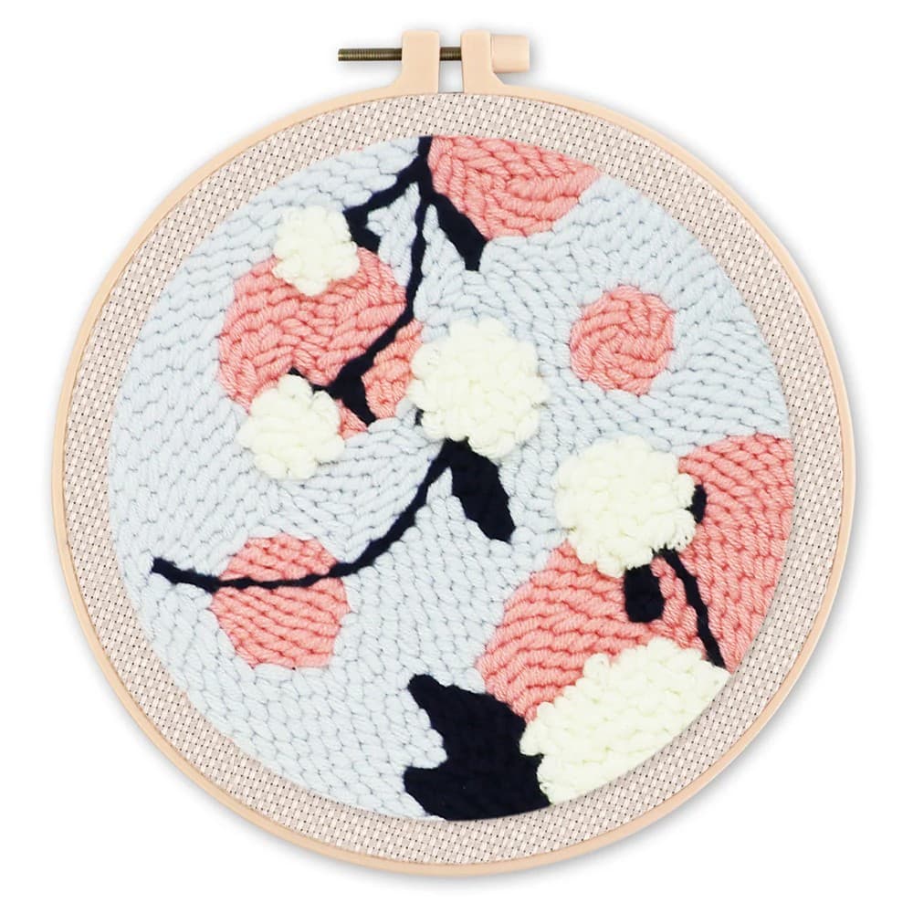 Punch Needle Figured'Art 20x20 cm Mistelzweig, DIY Stickerei mit Nadel und Wolle