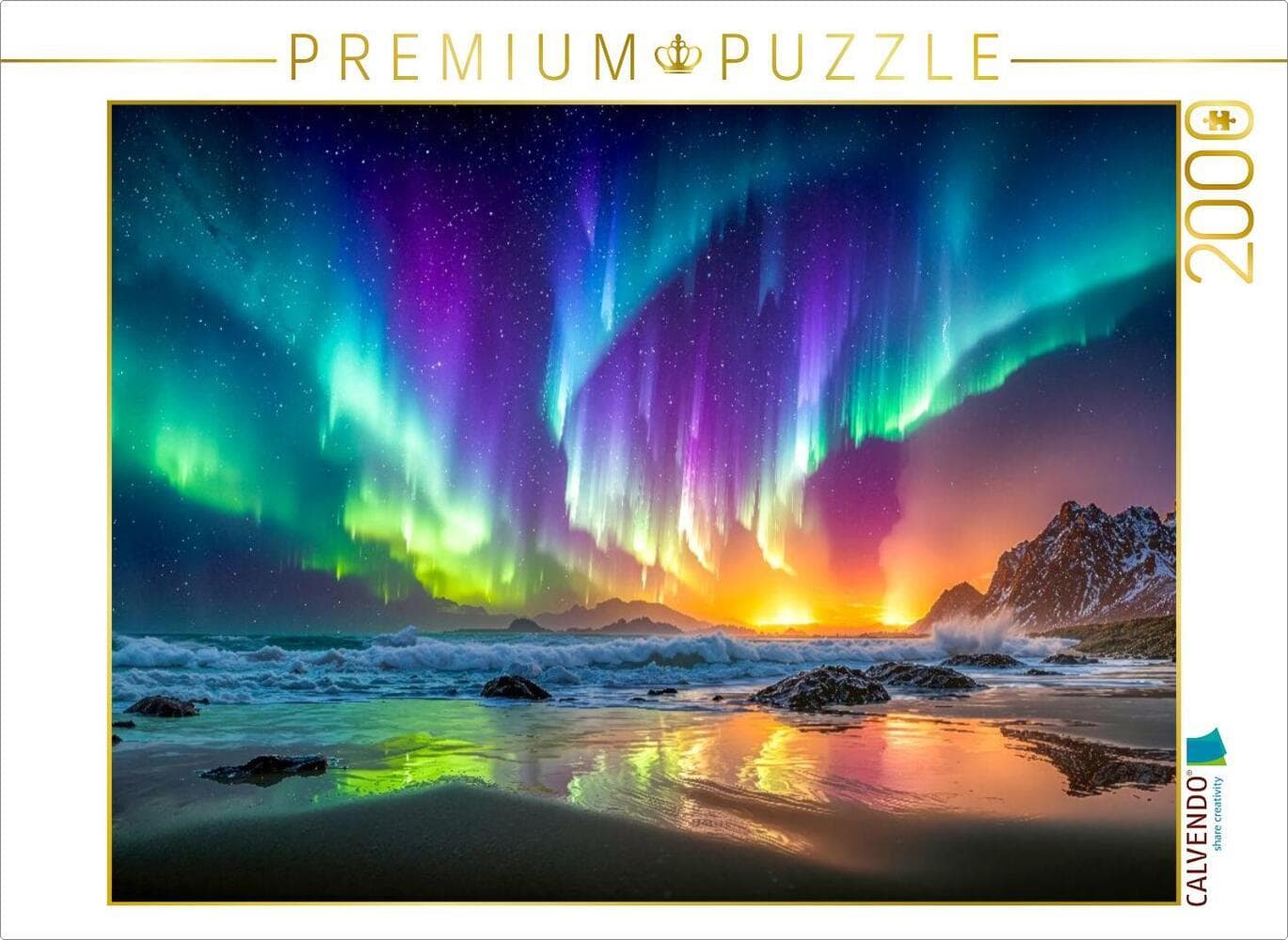 CALVENDO Puzzle Tänzelnde Lichter über vereistem Meer | 2000 Teile Lege-Größe 90x67cm Foto-Puzzle für glückliche Stunden