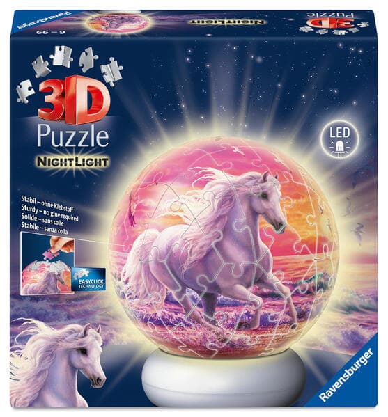 3D Puzzle-Ball Nachtlicht Pferde am Strand